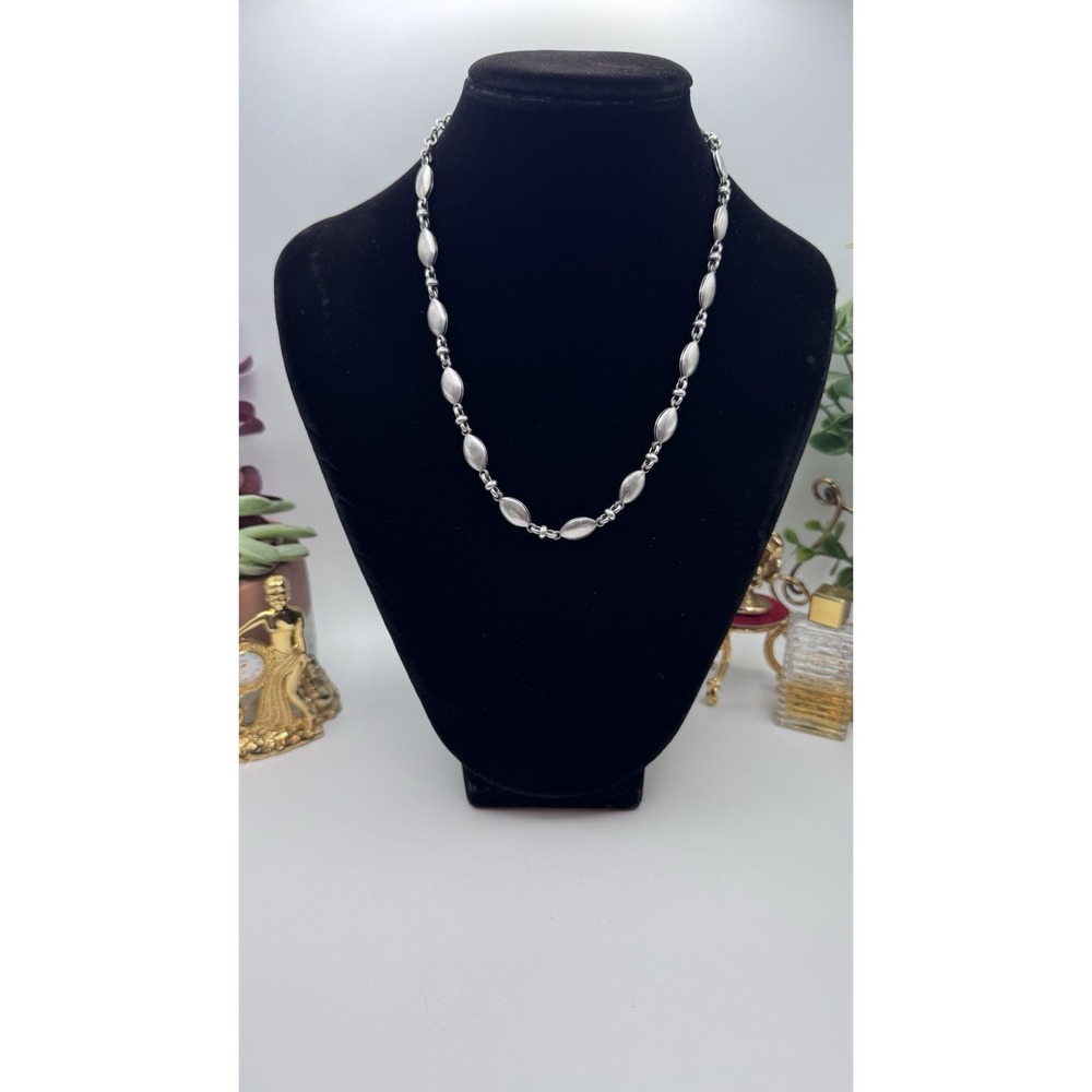 Vintage Bonnie J Silver Tone Oval Link Necklace Southwest Style Adjustable 16in